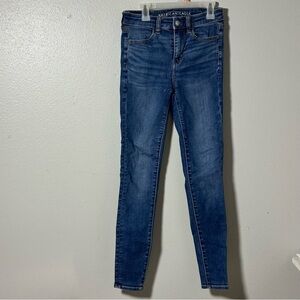 American Eagle Women Blue Denim‎ Hi-Rise Jegging Jeans Next Level Stretch size 0